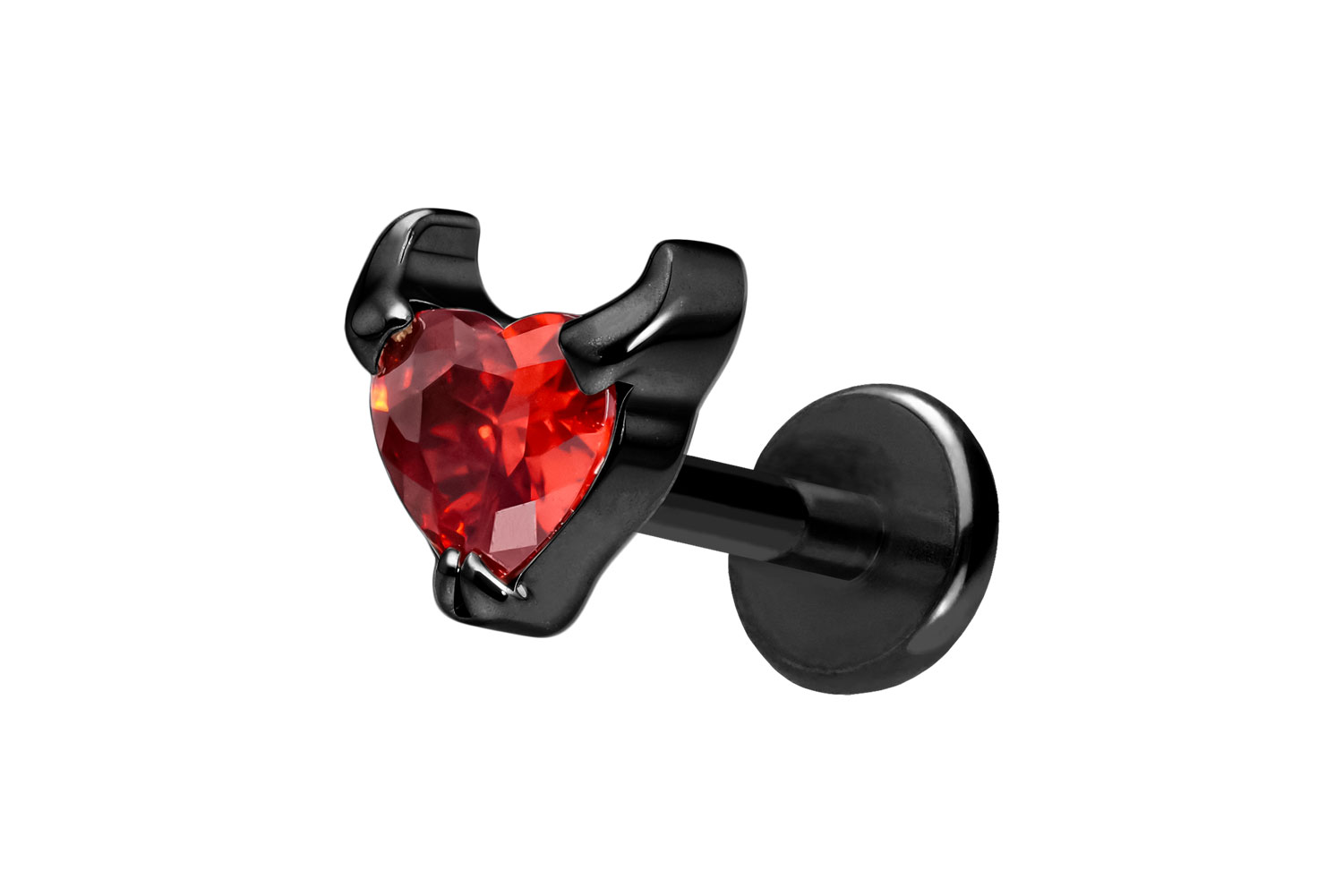 Titan Labret Piercing mit Push Fit TEUFELSHERZ